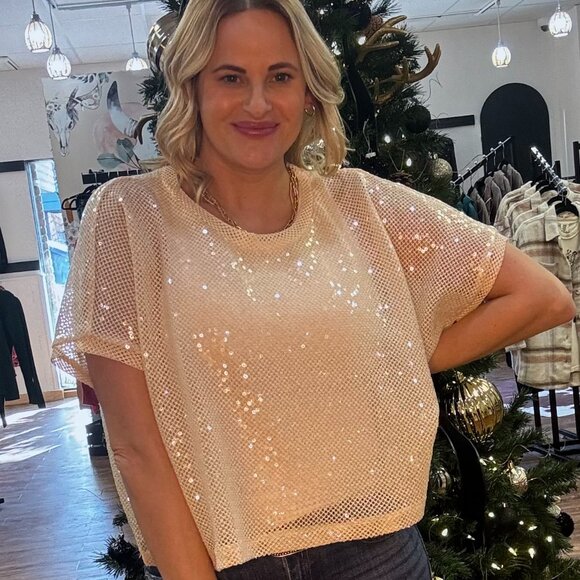 Sequin Knit Tee - Picture 1 of 3